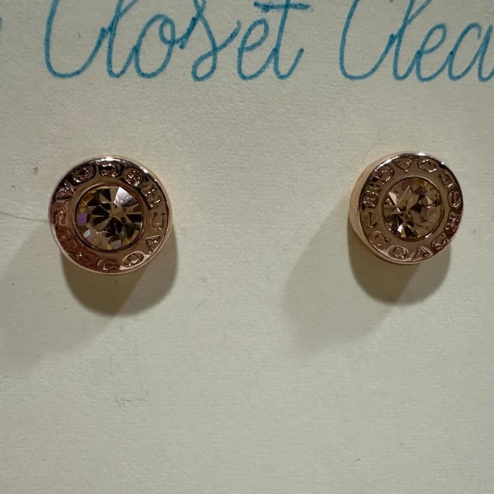 Bundle - Coach Rose Gold-Tone Stud Earrings & 17" Chain Pendant Necklace - Picture 3 of 10